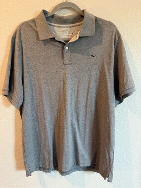 Vineyard Vines Men's Heather Gray Polo with Whale Logo